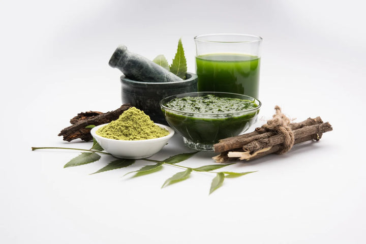 Neem powder, neem paste, mortar pastle | Neem powder for hair