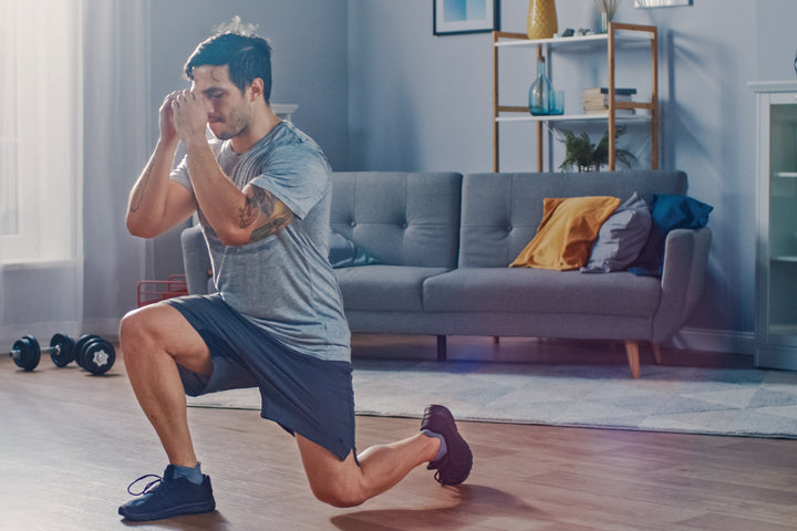 a man working out at home