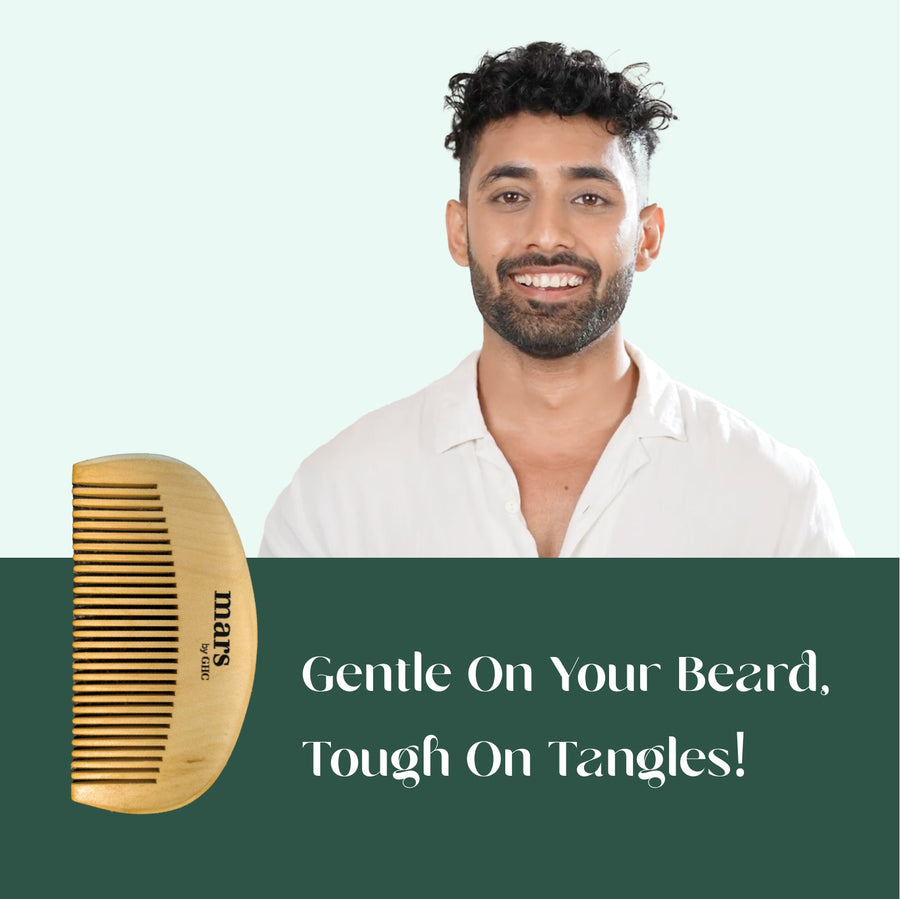 Wooden Beard Comb | Made With Neem Wood | Better Beard Shape | Pocket Size | Dandruff control Itch free beard